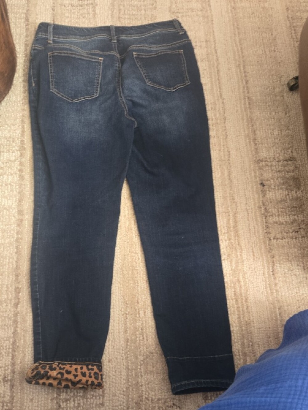 Chico's Dark Blue Boyfriend Jeans with Leopard Cuff - Picture 6 of 9